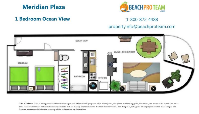 Meridian Plaza Floor Plan 1 - 1 Bedroom Ocean View